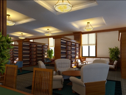图书馆设计阅览室效果图