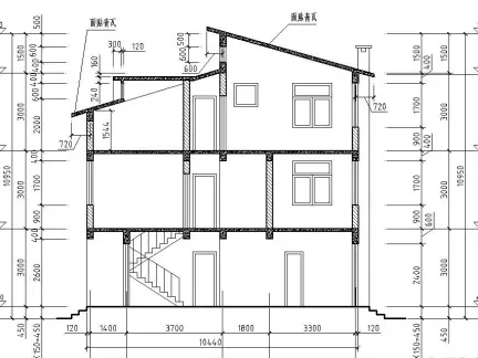 三层建筑剖面图设计