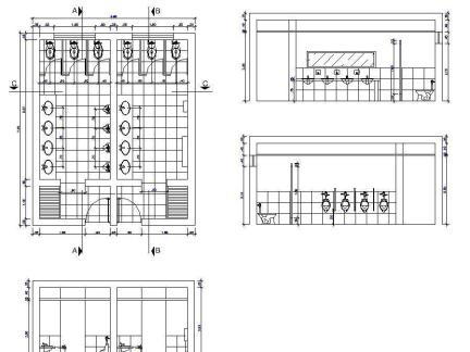 大公共卫生间cad平面图