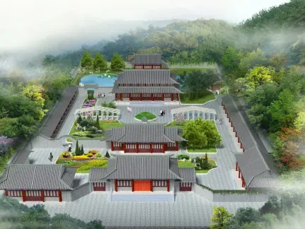 四合院园林景观效果图