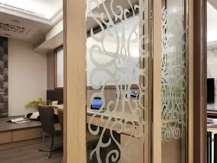 简欧风格书房玻璃隔断门设计效果图