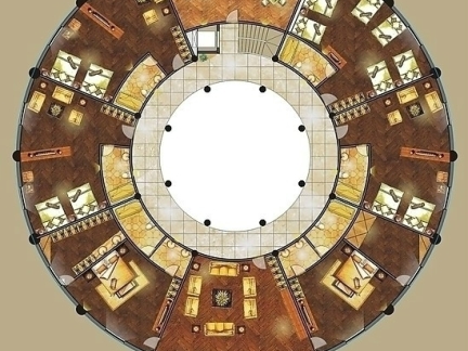 2013最新圆形单层别墅室内平面图