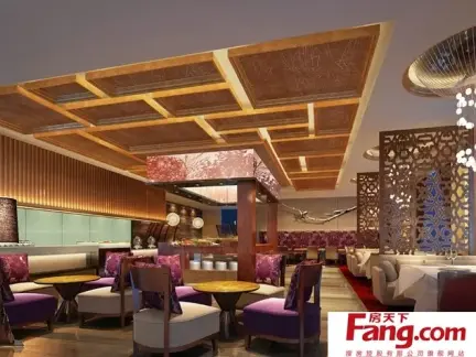 中式风格的酒店餐厅吊顶装修效果图