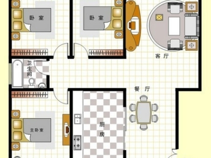 三室两厅一厨两卫户型图
