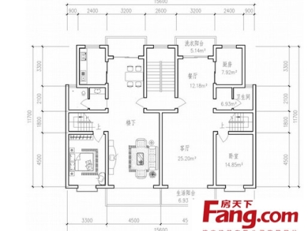 现代一梯三户户型图大全