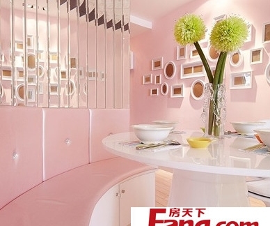 粉色装修饭店粉色餐厅壁纸图片3