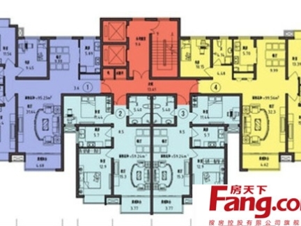 2019一梯三户户型平面图-房天下装修效果图