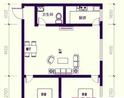 两室一厅一卫户型图