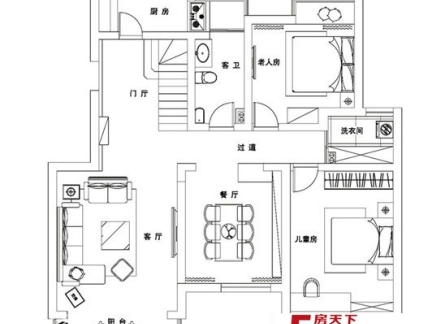 120平米复式楼户型图