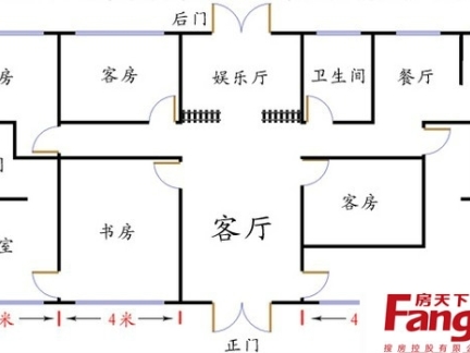 农村一层平房4房设计图