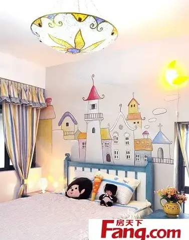 温馨可爱儿童房壁纸效果图