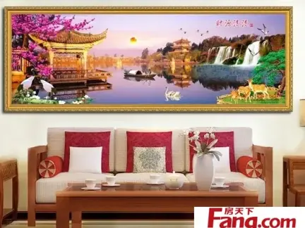 新中式的客厅十字绣图案大全图