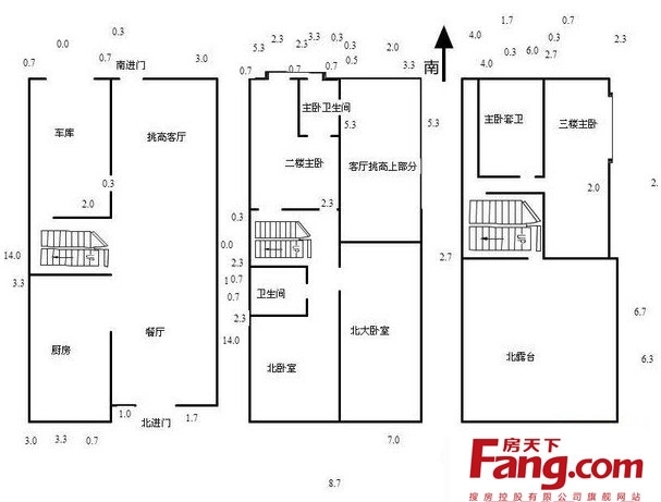 三层别墅带地下室户型图