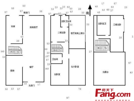 农村三层长方形别墅户型图