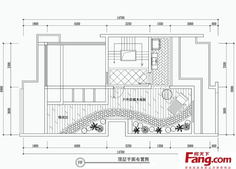 萨伏伊别墅顶层平面图