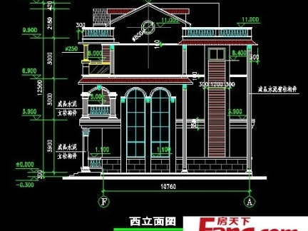 经典别墅西立面设计图