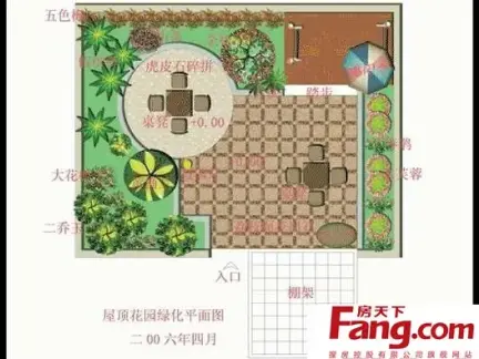 小型简单的屋顶花园平面图