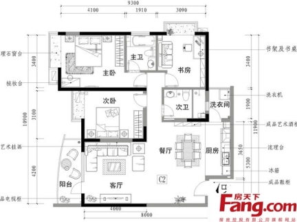 最新两室两厅户型设计图