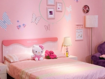 粉色儿童房墙纸效果图