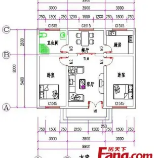 2室1厅农村平房设计图纸 2室1厅农村平房设计图纸