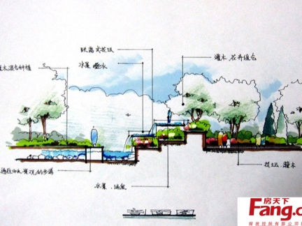 景观手绘剖面图设计
