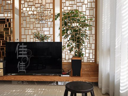 中式镂空屏风电视背景墙装修效果图
