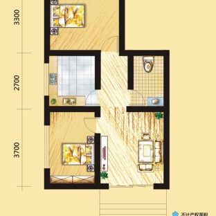 55平米两室一厅经典户型图