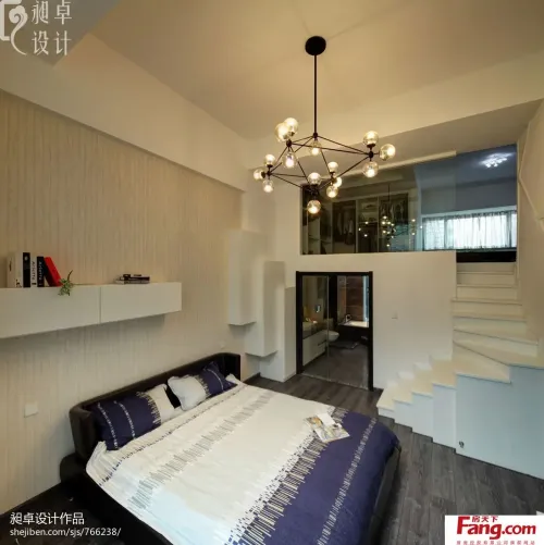 复式卧室床头壁纸背景墙效果图-搜房网装修效果图