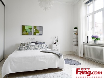50平米蓝白清新的公寓小卧室装修效果图大全2012图片