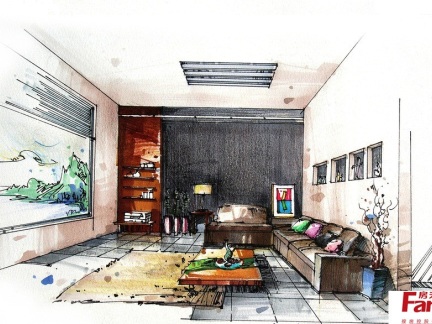 手绘油画现代简约客厅挂画北欧风格玄关大幅_客厅效果