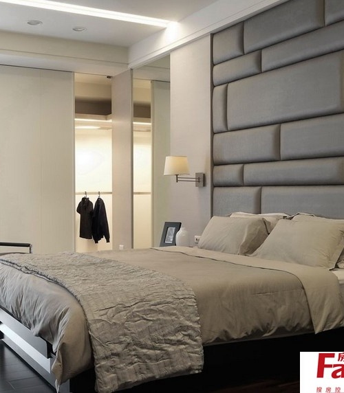 现代风格卧室床头软包皮背景墙图片大全
