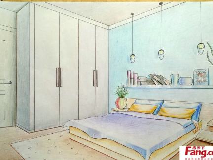 简单卧室手绘效果图