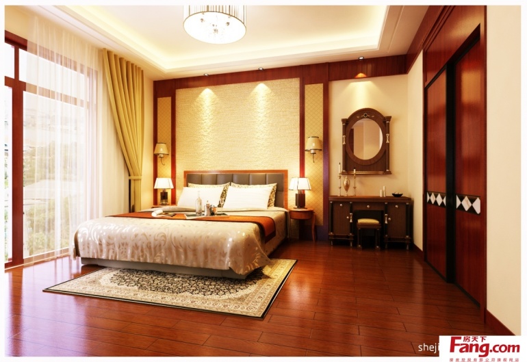 中式别墅主卧室装修效果图大全2012图片