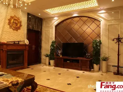 欧式电视背景墙壁纸图片