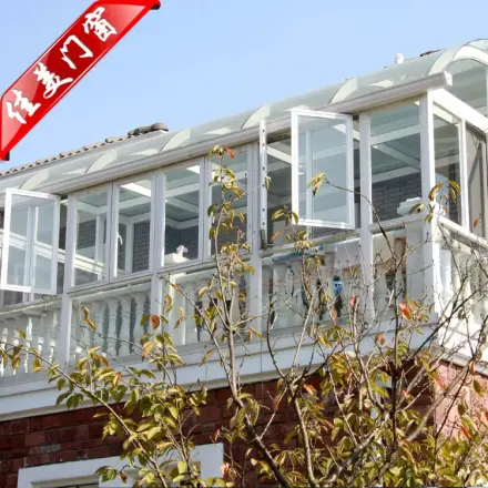 别墅阳光房露台顶棚搭建凤铝80*44方管3.0厚钢化玻璃
