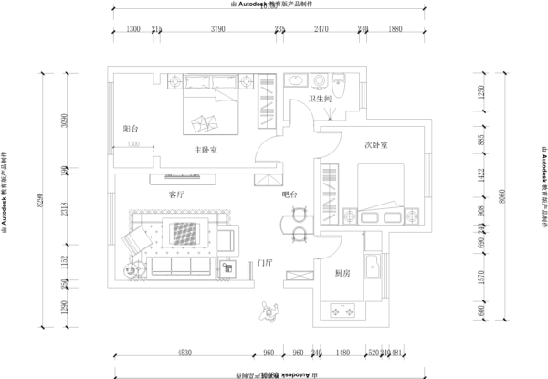 秀兰禧悦山-二居室-92平米-装修设计