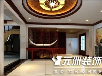 中式古典复式玄关吊顶装修效果图