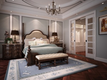 美式风格五居室卧室装修效果图