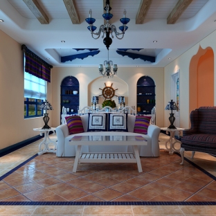 54平地中海美式混搭小户型 小清新风完美精致公寓