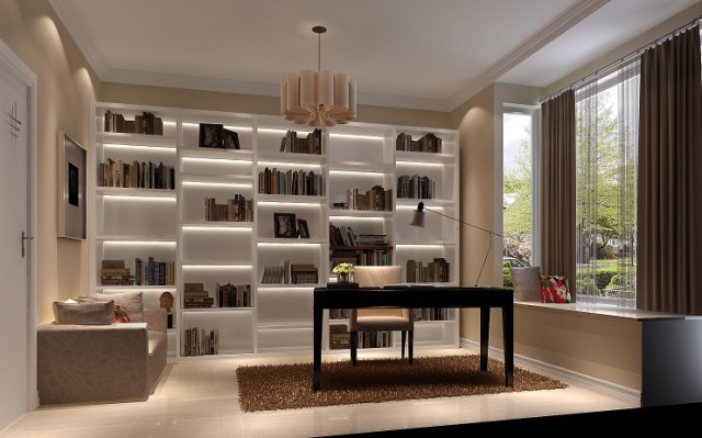现代简约书房书架装修效果图大全-室内设计师方言