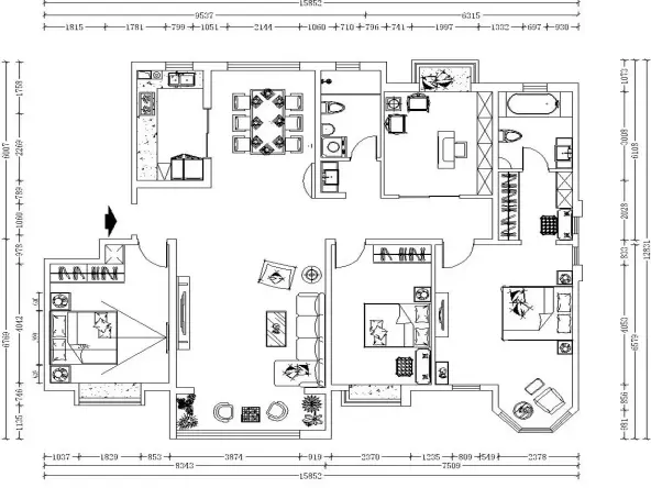 保利玫瑰湾—170平米四居室—欧式户型图