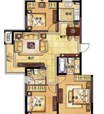 清河新城-三居室-135平米-装修设计