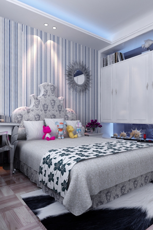 欧美风情三居室卧室壁纸装修效果图大全2014图片