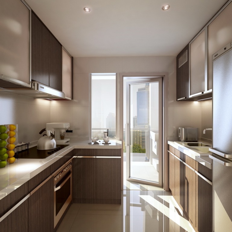 现代简约三居室厨房橱柜装修效果图大全2014图片