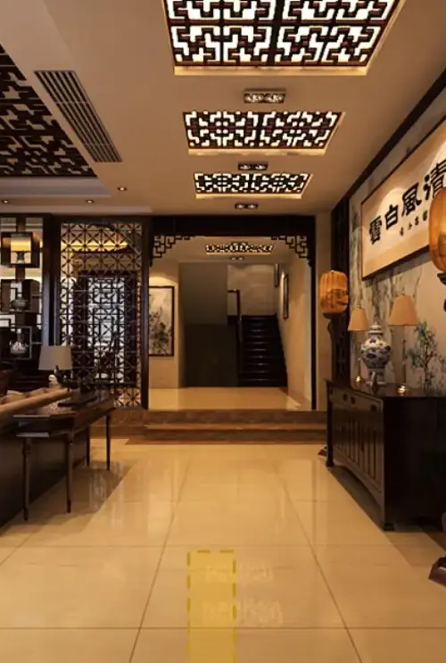 中式古典书房背景墙装修图片欣赏