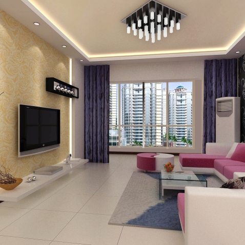设计师: 郑鑫 地中海风格90平米二居室客厅装修效果图大全 设计师