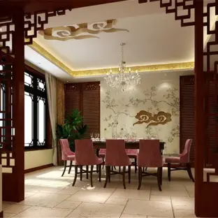 中式餐厅壁纸装修效果图