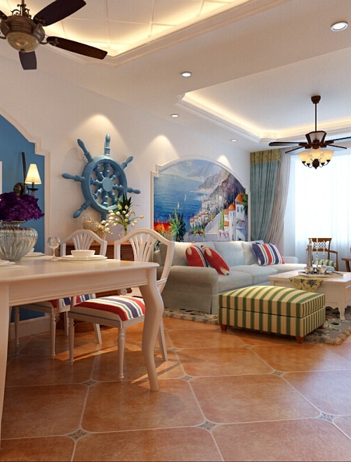 地中海风格二居室餐厅装修效果图欣赏