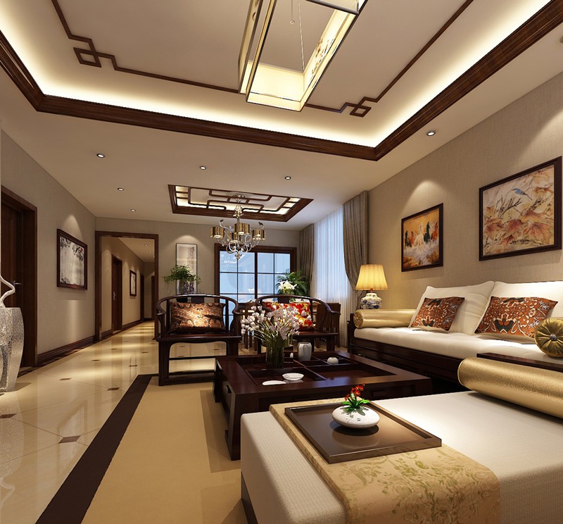 新中式风格三居室客厅装修图片