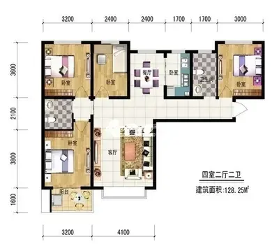 御景阁-现代简约-128.25平米四居室装修图片